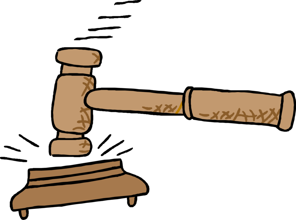 Vector Illustration Of Judge's Gavel Ceremonial Mallet - Cartoon Judge Hammer (943x700), Png Download