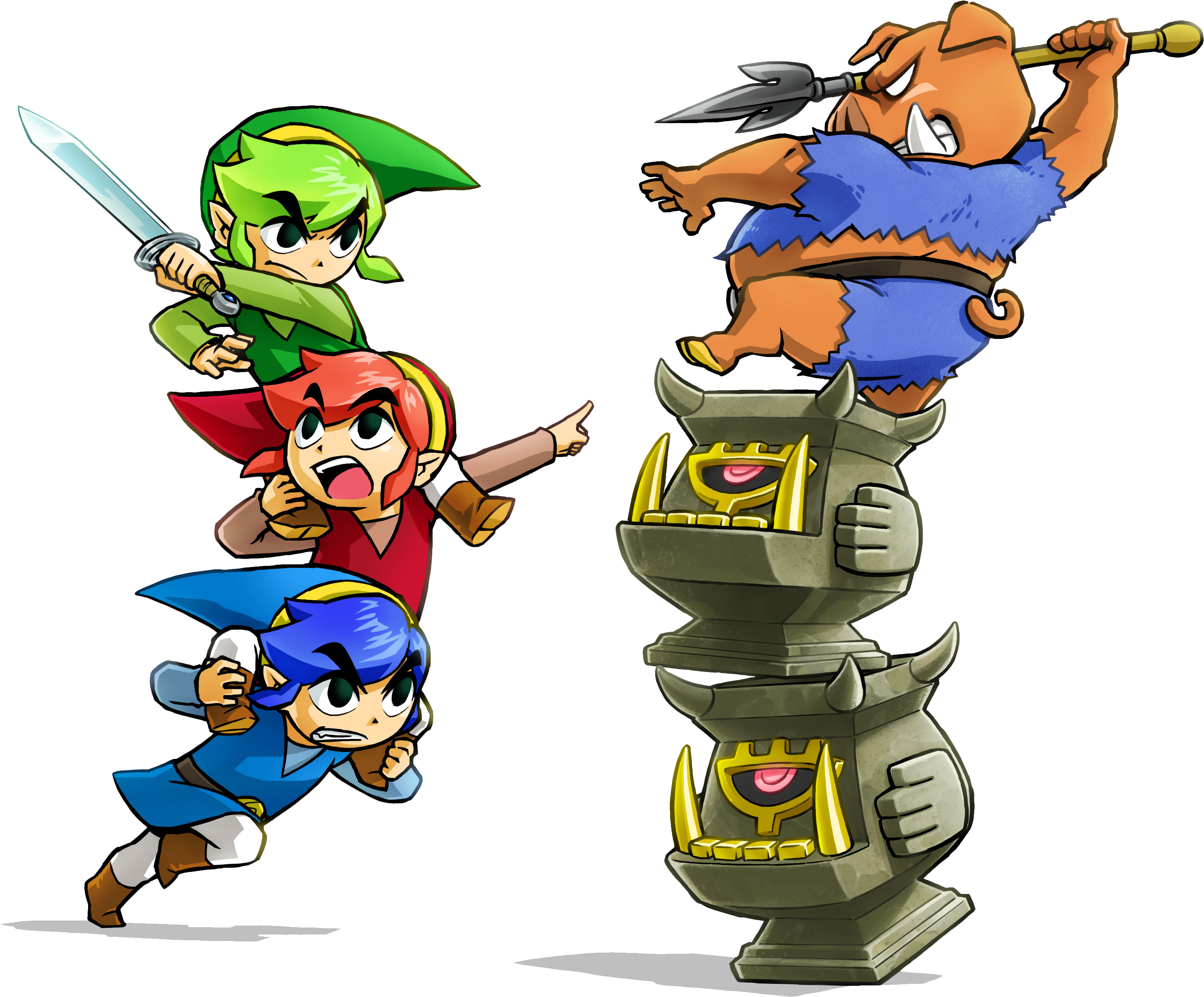 Earlier Stages In A Region Usually Exist So Players - Legend Of Zelda Triforce Heroes Art (3117x2583), Png Download