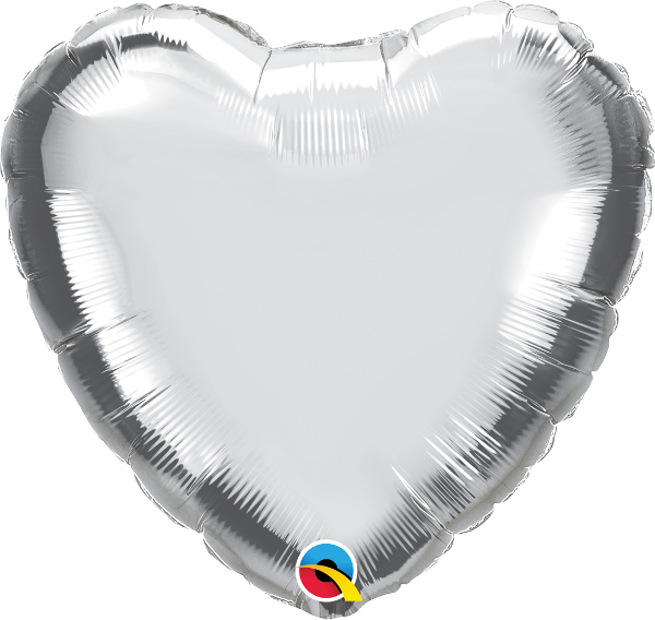 Silver Heart Shaped 18'' Foil Decorator Balloon - Balloon (600x568), Png Download