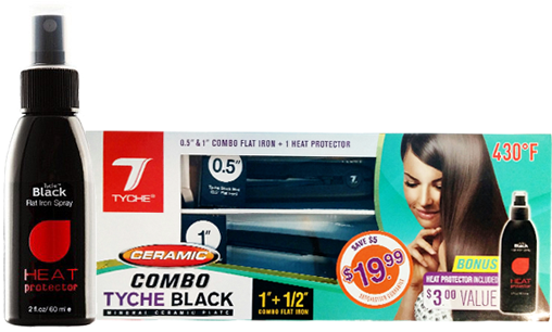 Combo Tyche Black Ceramic Flat Irons - Bottle (600x705), Png Download