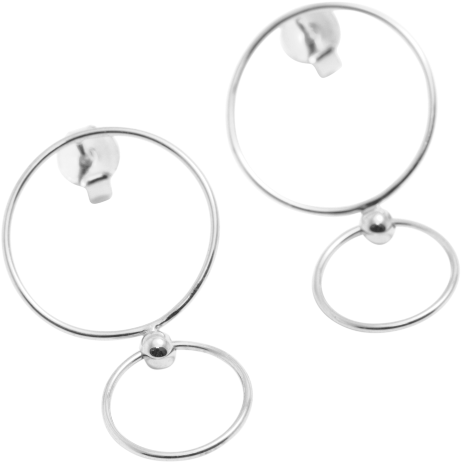 Plateaux Thin Double Circle Øreringe / Sølv - Earrings (1024x1024), Png Download