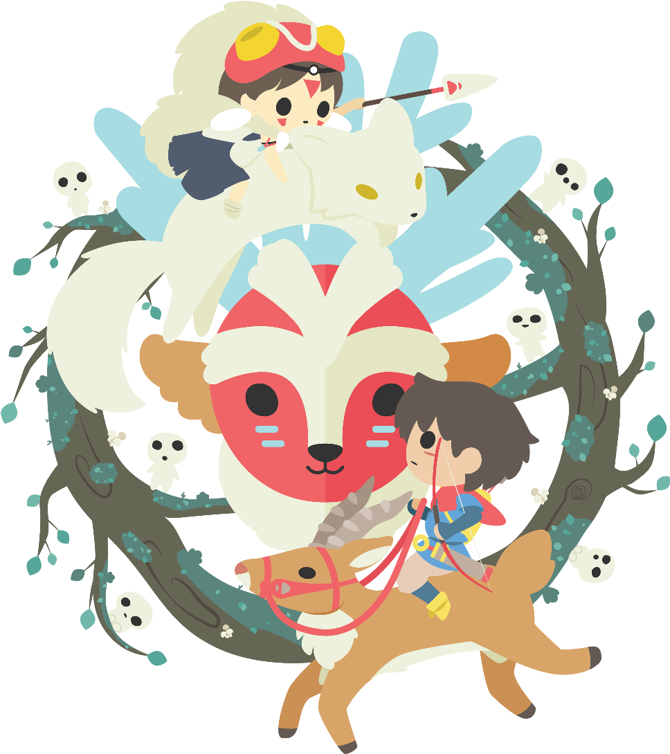Princess Mononoke Studio Ghibli - Cartoon (1035x1200), Png Download