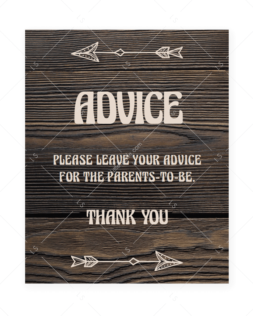 Rustic Wood Baby Shower Advice Sign Printable By Littlesizzle - Poster (819x1024), Png Download
