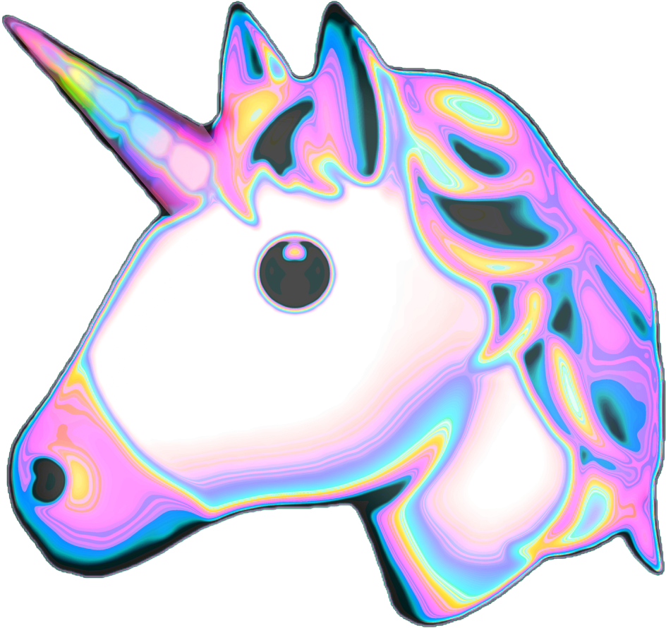 Unicorn Emoji Transparent Bubble Holo Holographic - Cartoon (1024x1024), Png Download
