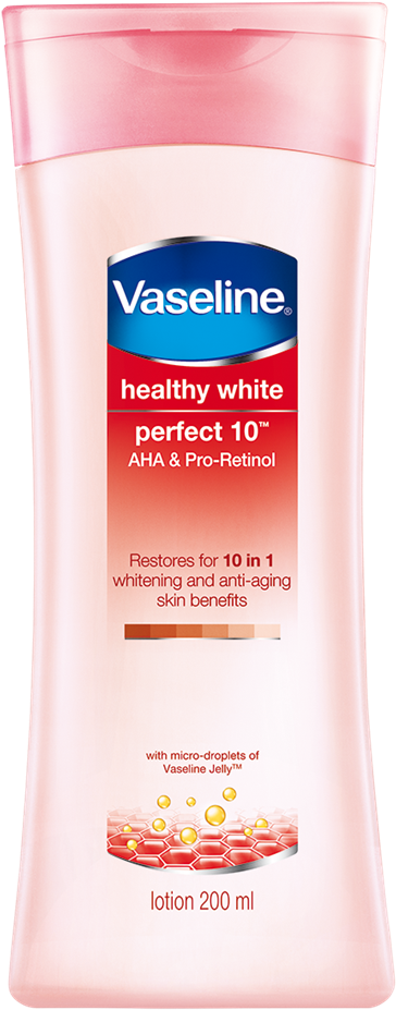 Vaseline Healthy White Perfect10 200ml E1444623181246 - Vaseline (450x1000), Png Download