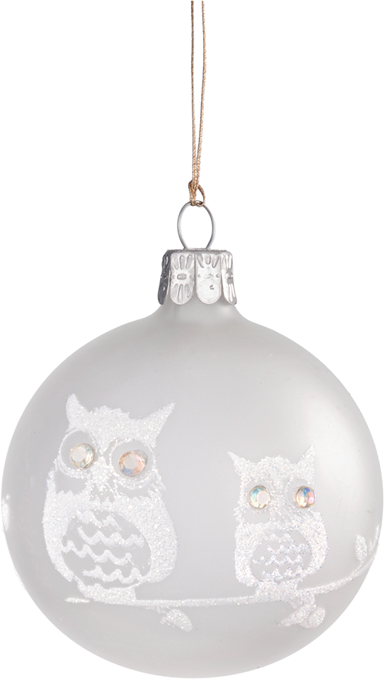Glass Bauble Frosted Glass With White Owls, 7 Cm - Snowy Owl (1000x1000), Png Download