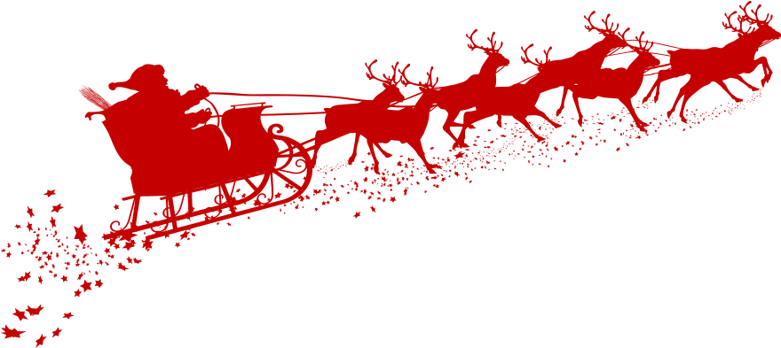 Norad Tracks Santa With Bennington Pines - Santa Claus And Reindeer Silhouette (900x500), Png Download