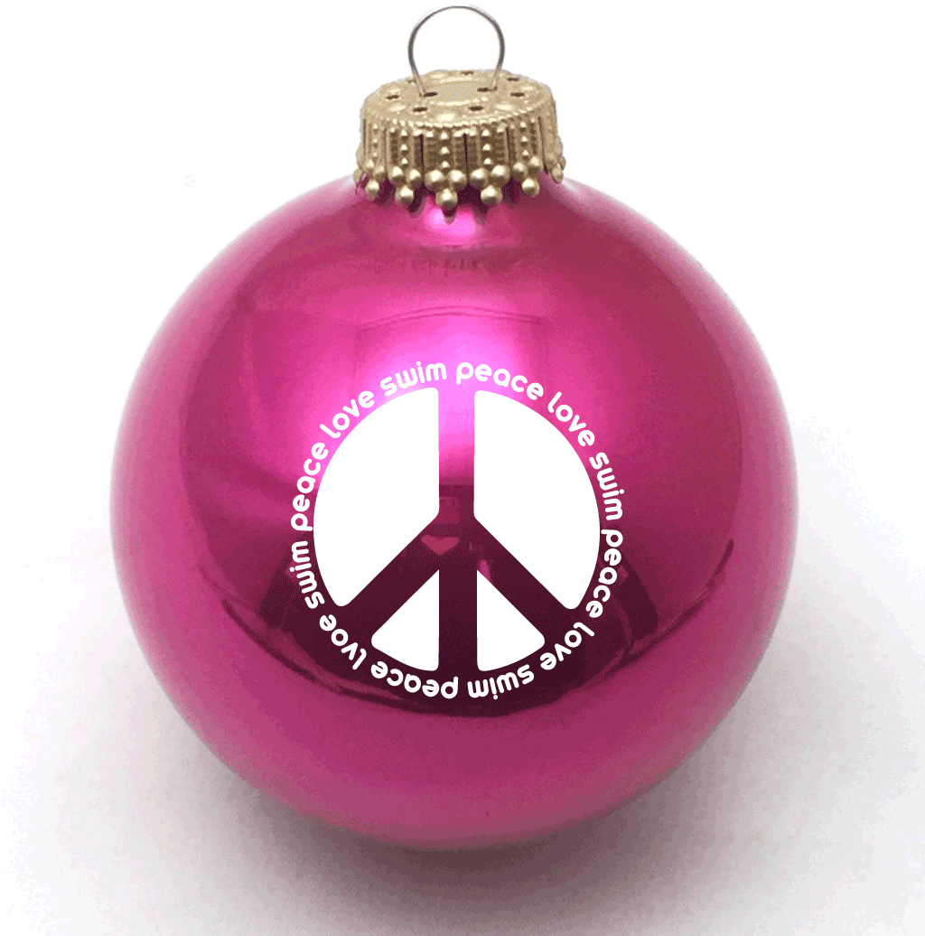 Peace Love Swim Christmas Ornament - Not Colored Christmas Balls (1023x1060), Png Download