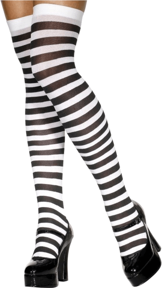 Black And White Striped Stockings - Striped Black And White Stockings (600x951), Png Download