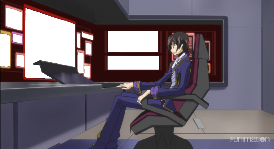 Lelouch Sitting At The Ikaruga Screen Room (i - Cartoon (945x516), Png Download