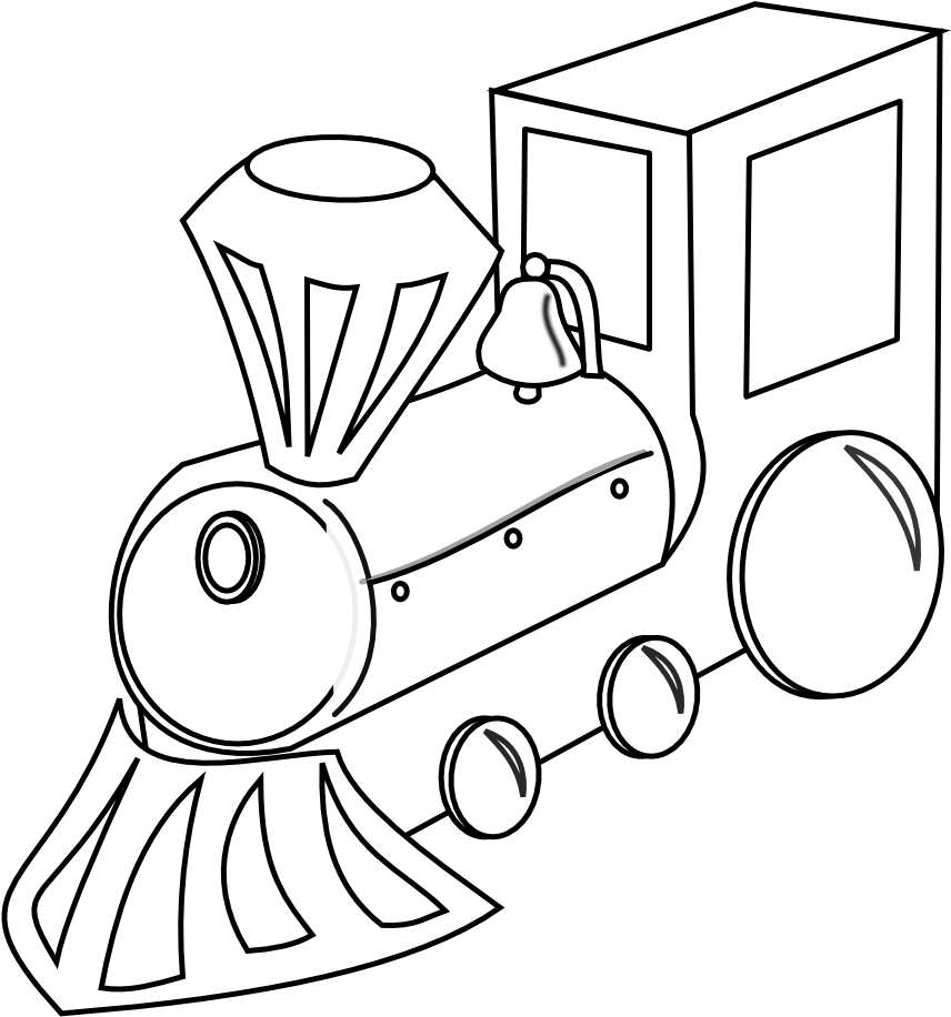 Vector Freeuse Toy Train Clipart Black And White - Black And White Coloring Train (999x990), Png Download