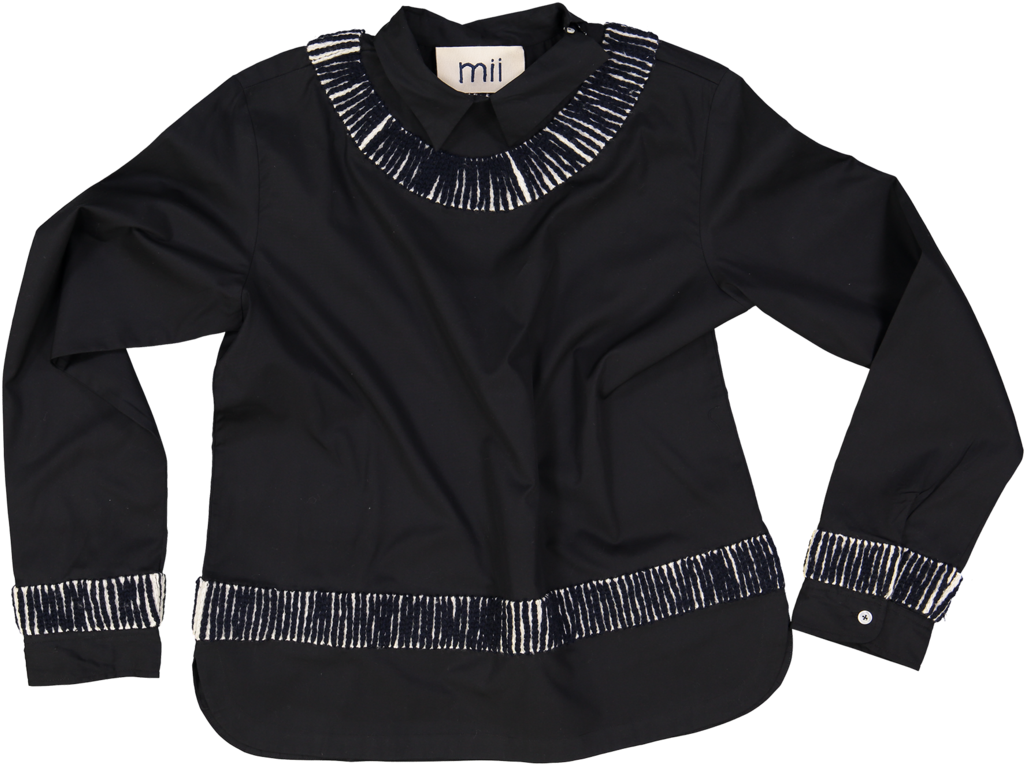 Mii Black And White Embroidered Wool Rib Top - Sweater (1024x1024), Png Download