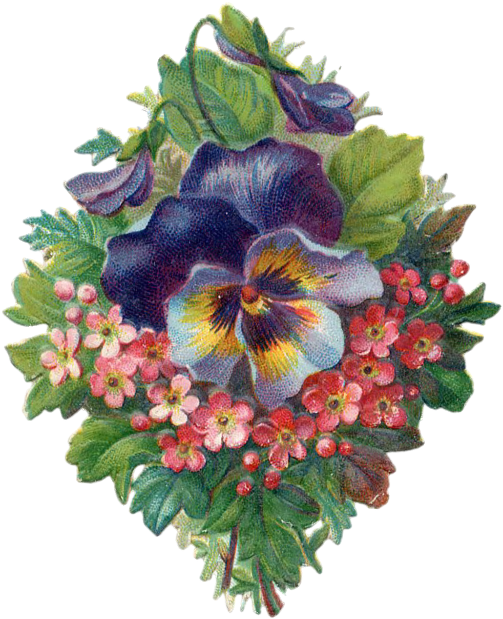 Flower Vintage Bouquet - Get Well Soon Beautiful (1089x1280), Png Download