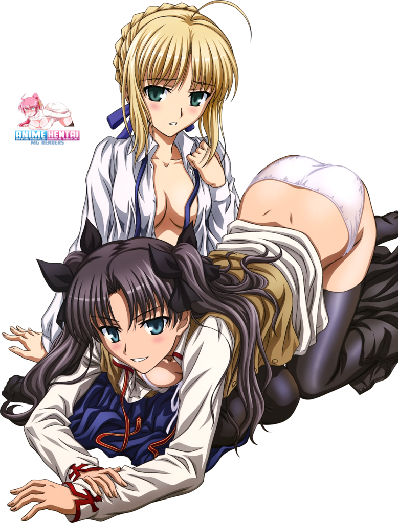 Mg Anime Renders - Fate Rin And Saber (778x1024), Png Download