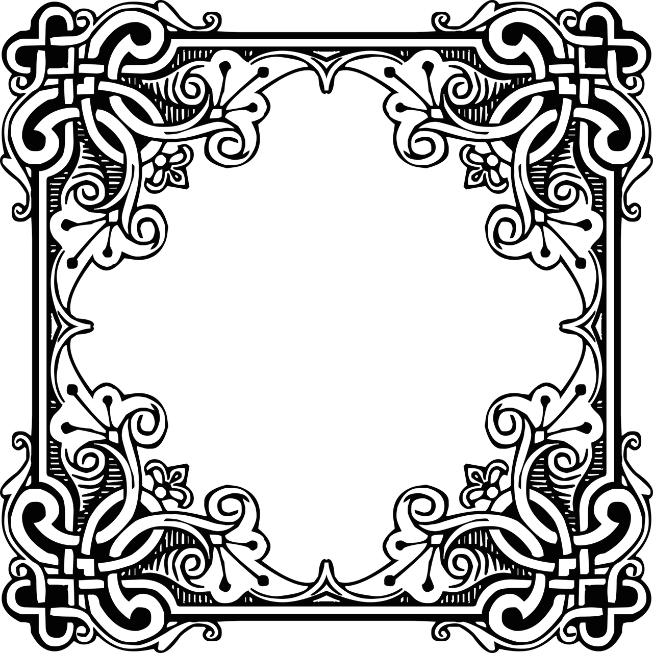 Pattern Border Png Picture - Frame Png Bw (1280x1280), Png Download