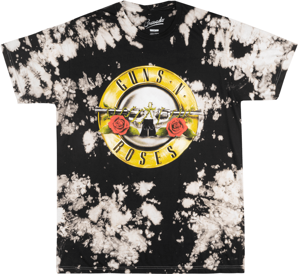 Guns N Roses Bullet Logo T-shirt Bleach Wash Mens Rock - Guns N Roses (1081x1000), Png Download
