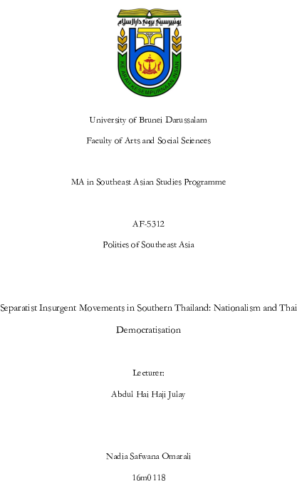 Separatist Insurgent Movements In Southern Thailand - Ubd (595x842), Png Download