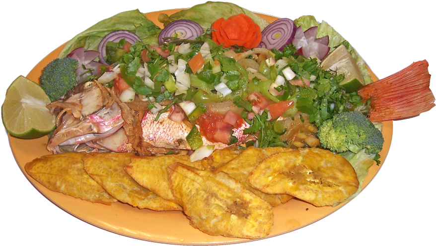 Red Snapper With Vegetable - Tostones (1000x750), Png Download