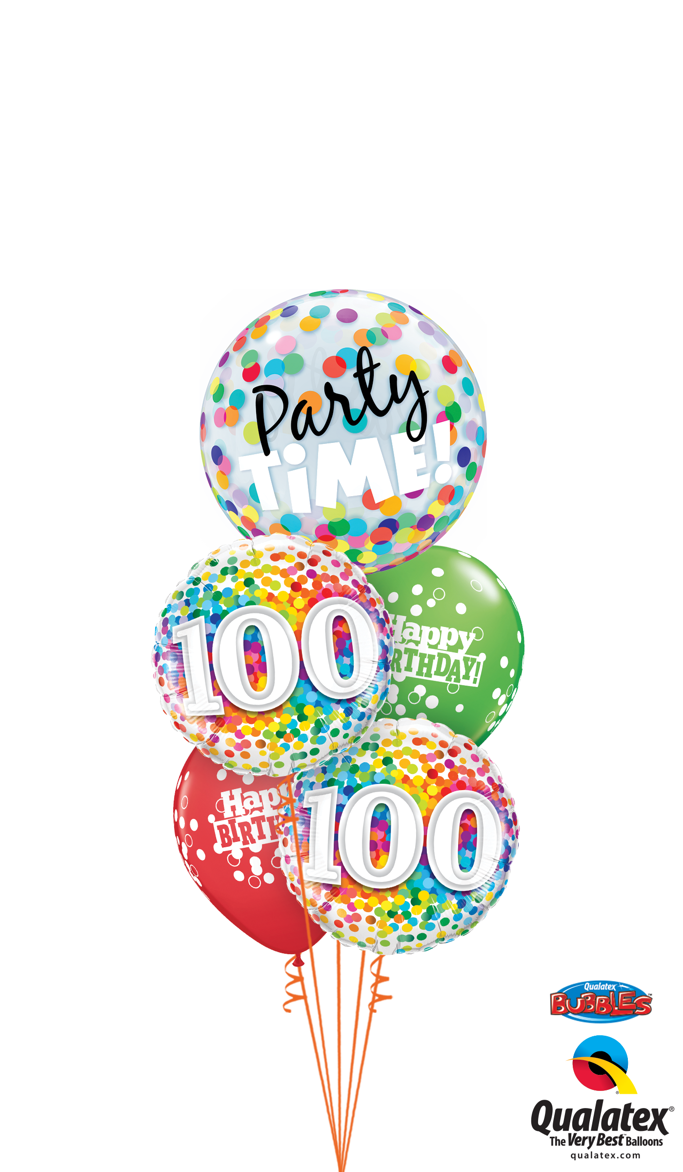 100th Bday Confetti Dots Party Time Bubble Staggered - Balloon (1400x2400), Png Download