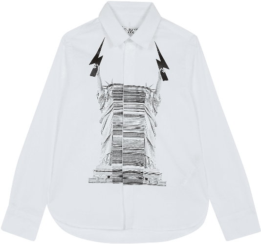 White Statue Of Liberty Lightning Bolt Shirt - Long-sleeved T-shirt (600x800), Png Download