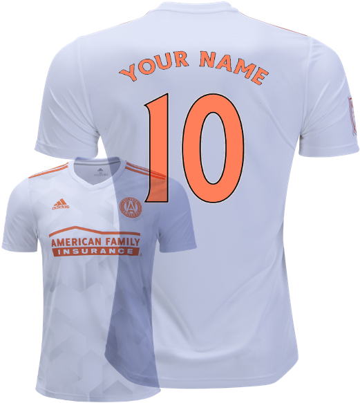 Custom Name Number Atlanta United Fc 2018/2019 Away - American Family Insurance (549x616), Png Download