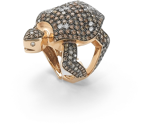 Animalier Ring In 18kt Rose Goldwith Brown And Colourless - Ring (800x800), Png Download