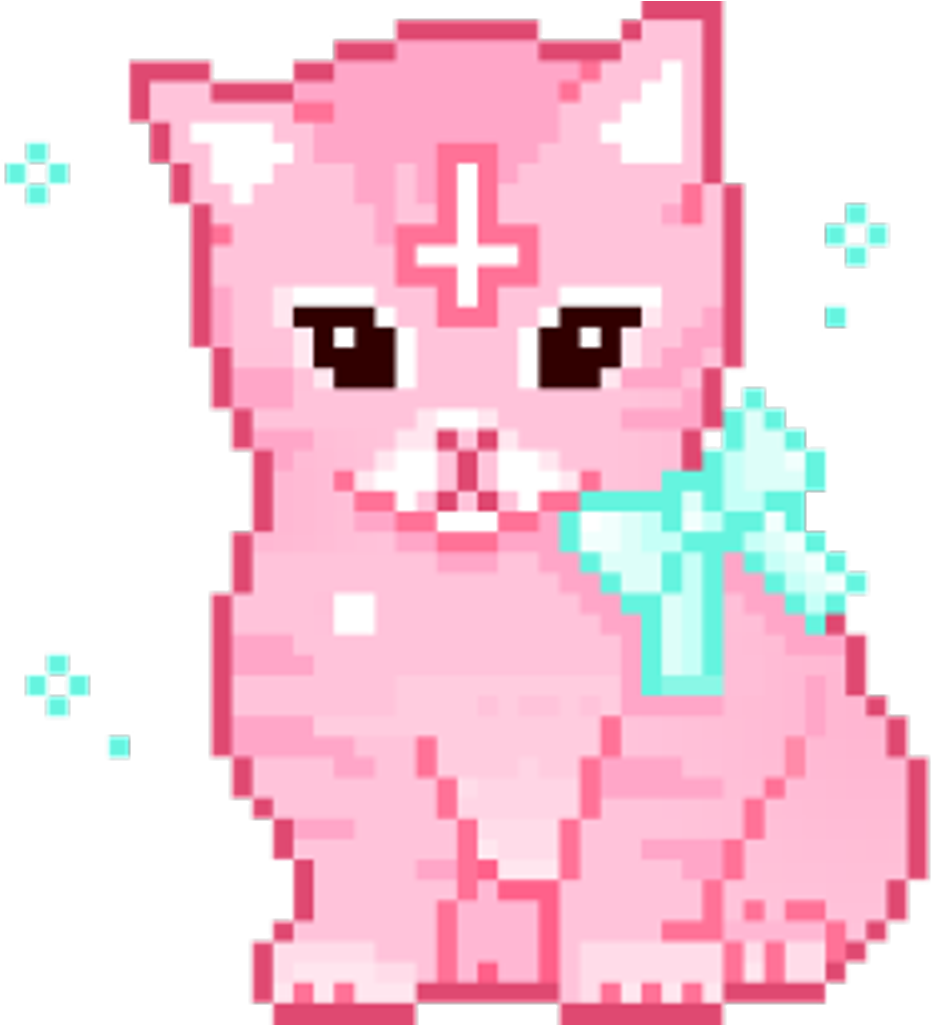 Tumblr Sticker - Pink Cat Pixel Art (1024x1024), Png Download