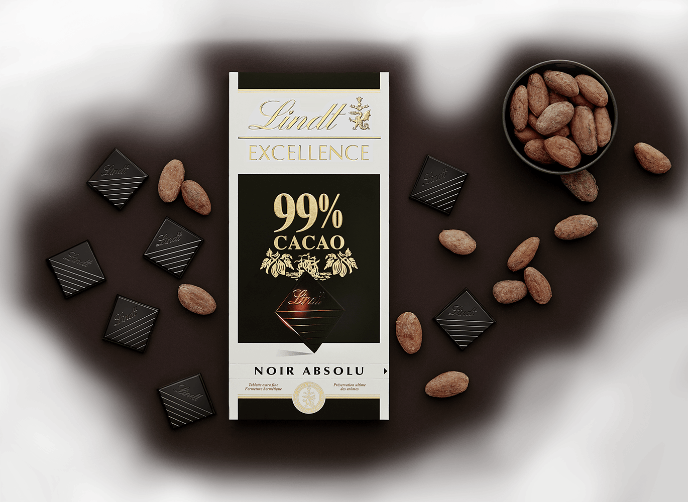 Lindt Excellence 99% Cacao - Lindt 99 Chocolate (1370x1000), Png Download
