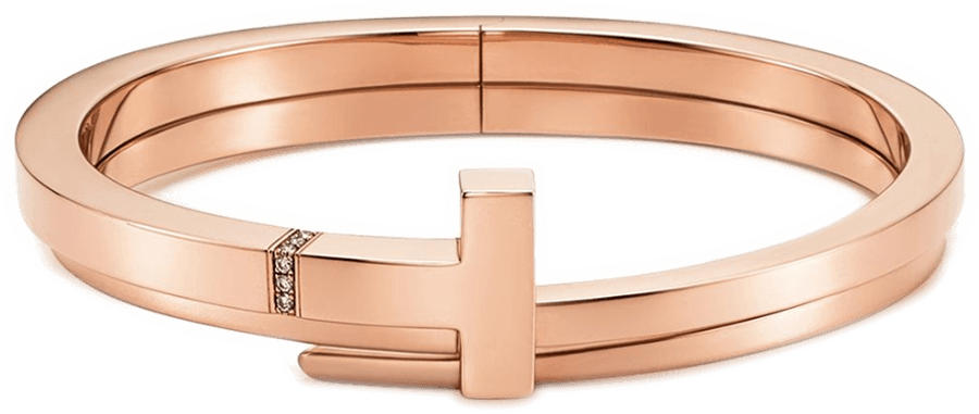 Medium Tiffany T Hinged Wrap Bracelet In 18k Rose Gold - Tiffany T Hinged Bracelet (900x381), Png Download