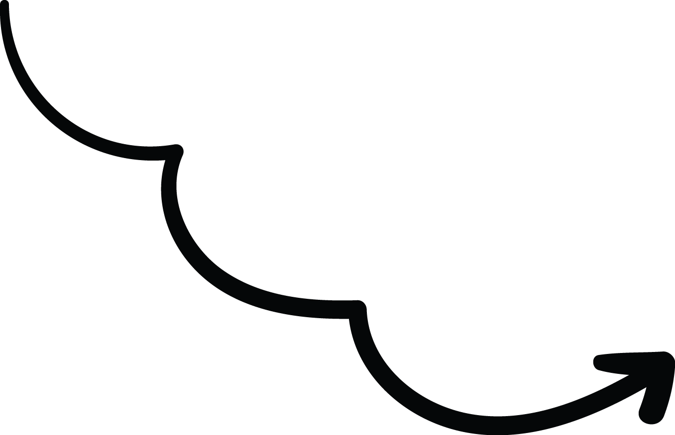 Right Down Arrow Twist Tail Line Doodle (1356x875), Png Download