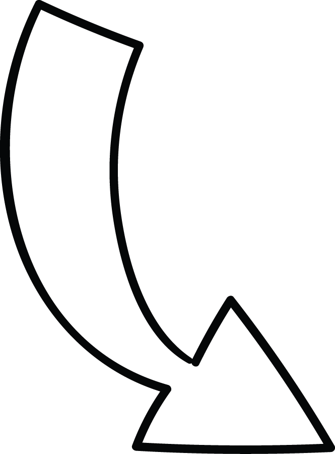 Arrow Down Curve Doodle (665x900), Png Download