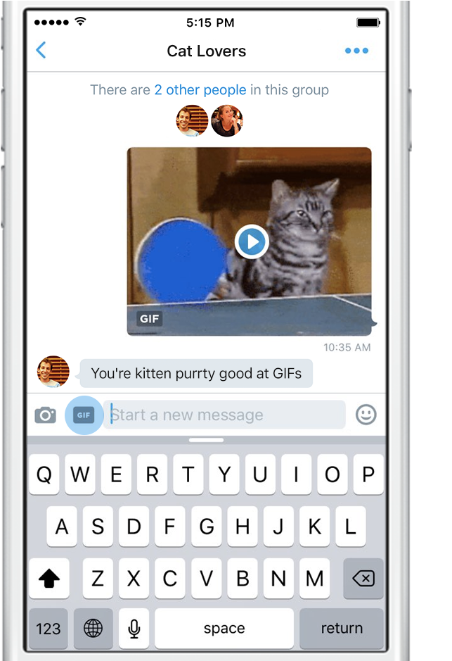 Twitter's Native Gif Button In Direct Messages - React Native Rich Text Editor (697x938), Png Download