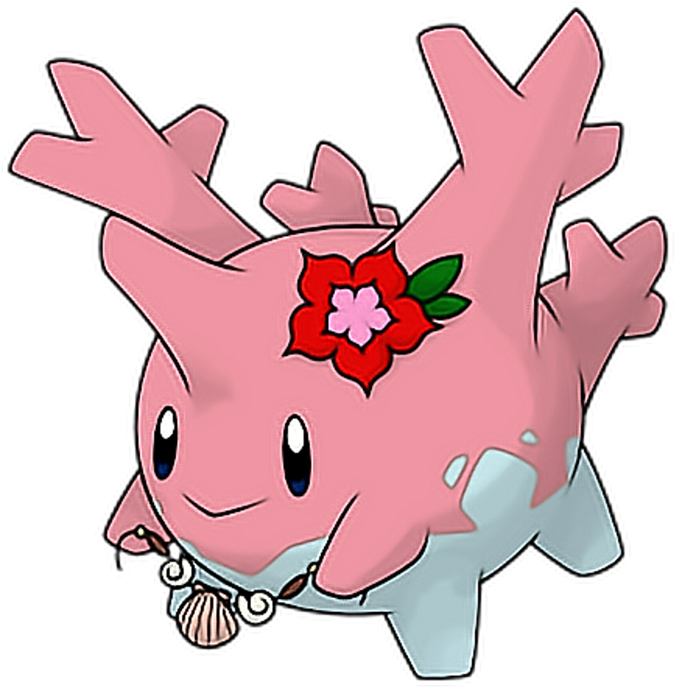 Pokemon Corsola Pink Cute Freetoedit - Water And Rock Type Pokemon (1024x1024), Png Download