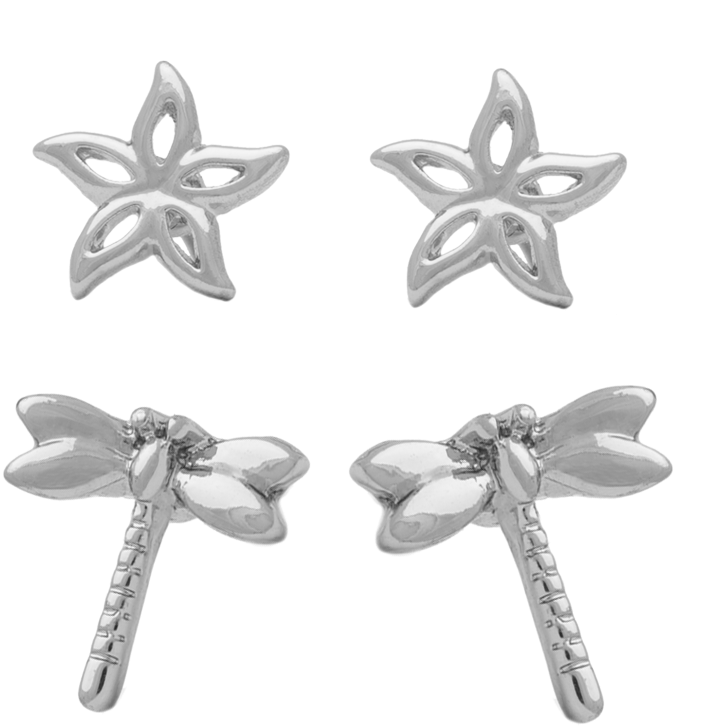 Rhodium Dragonfly Flower - Body Jewelry (750x750), Png Download