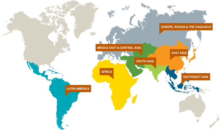 Country List By Assigned Region - World Map Green Silhouette (895x468), Png Download