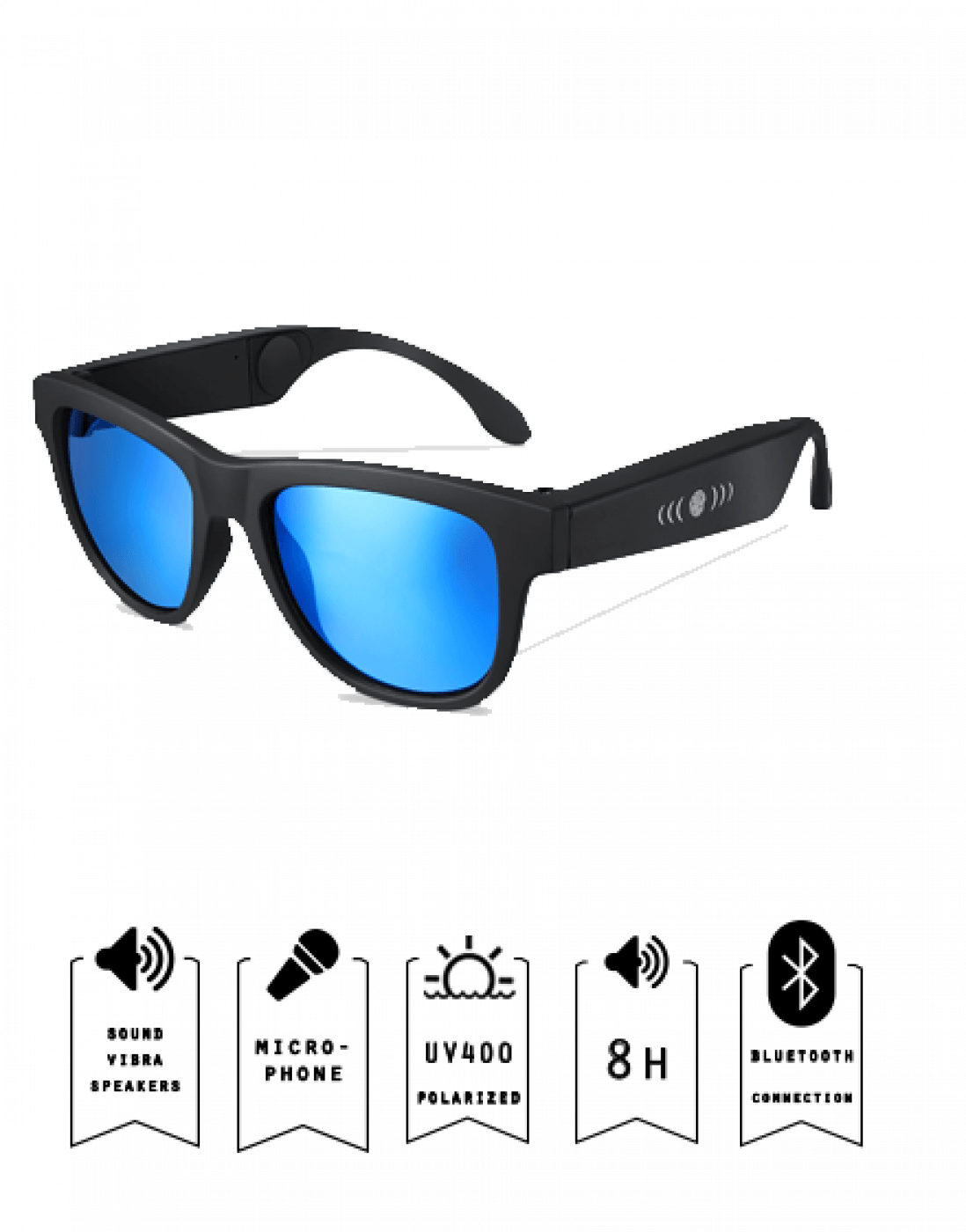 Dressed In Music Bone Conduction Speaker Blue - Earphone Glasses (1098x1400), Png Download