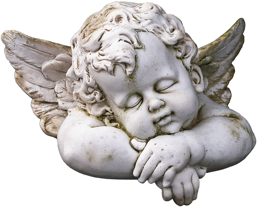 Figure, Angel, Cherub, Sleeping, Ceramic, Weathered - Angel Statue Png (895x720), Png Download