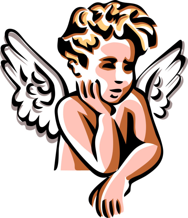 Vector Illustration Of Angelic Spiritual Cherub Angel - Angel (603x700), Png Download