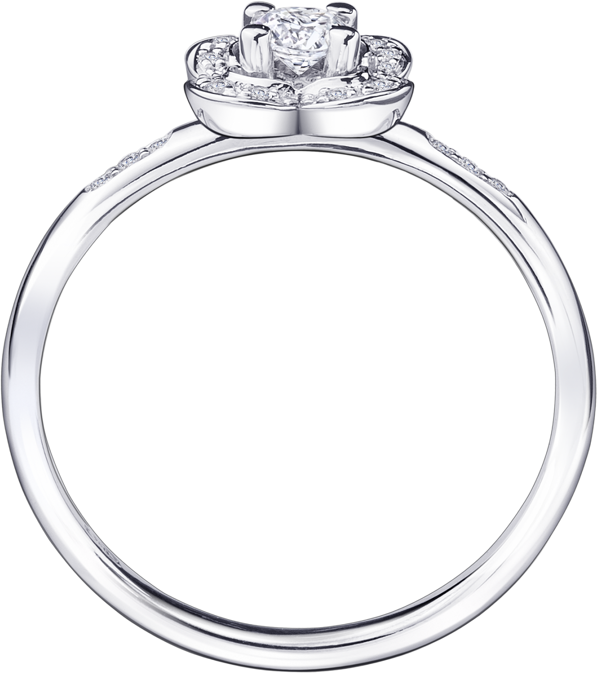 Chance Super One Ring, White Gold And Diamonds - Oval Engagement Ring Settings Side View (1800x1799), Png Download