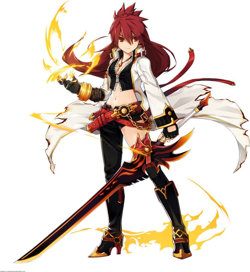 The Blazing Flame - Grand Chase Elesis Fanart (869x919), Png Download