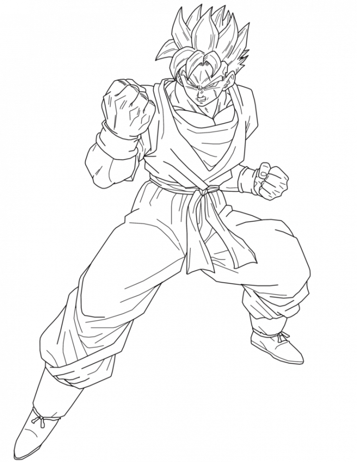 Dragon Ball Coloring Pages Future Trunks And Gohan - Future Gohan Coloring Pages (728x941), Png Download