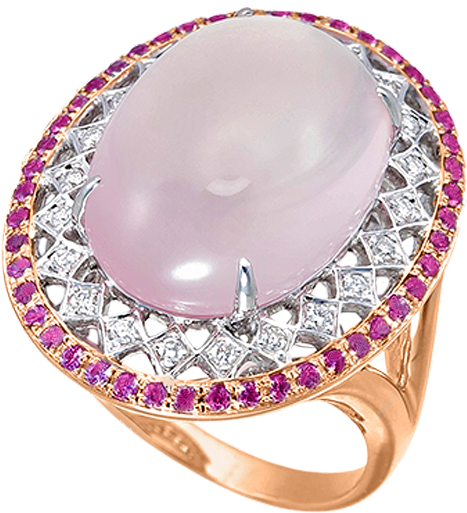 14ct Rose Gold Rose Quartz Pink Sapphire And Diamond - Engagement Ring (606x774), Png Download