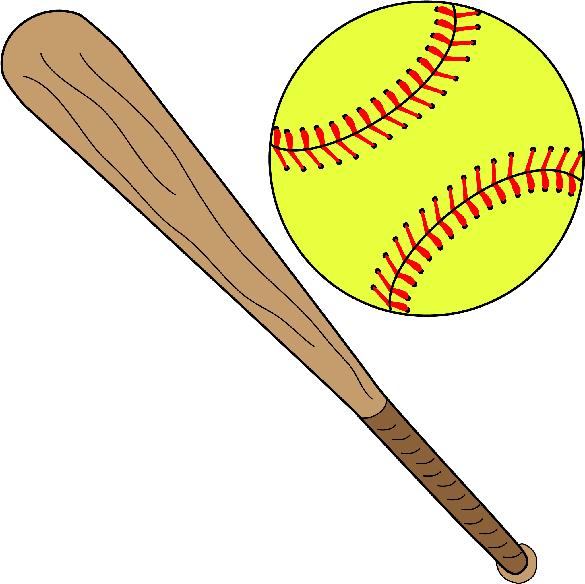 Free Icons Png - Softball Bat And Ball (2065x2053), Png Download