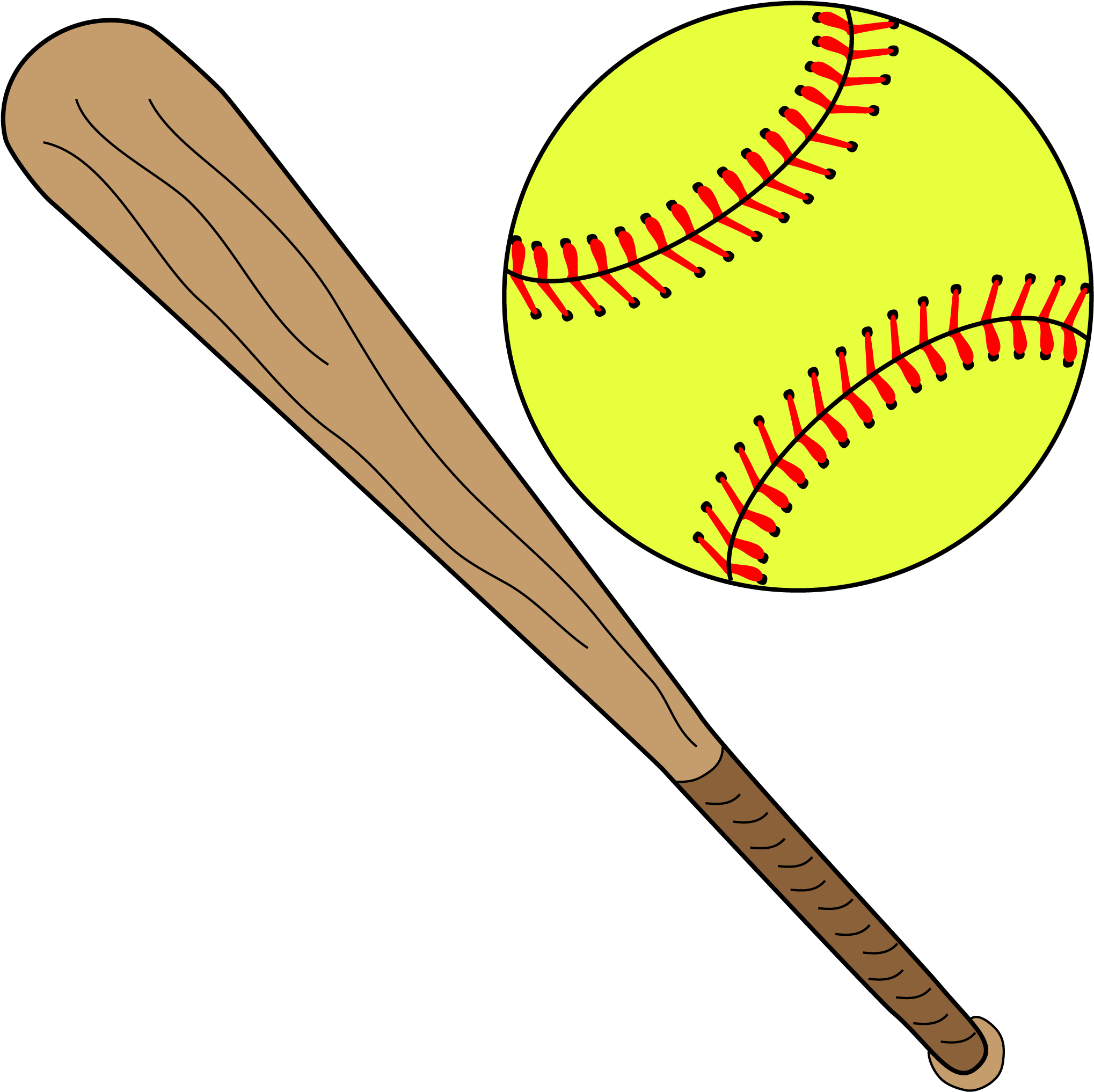 softball bat and ball