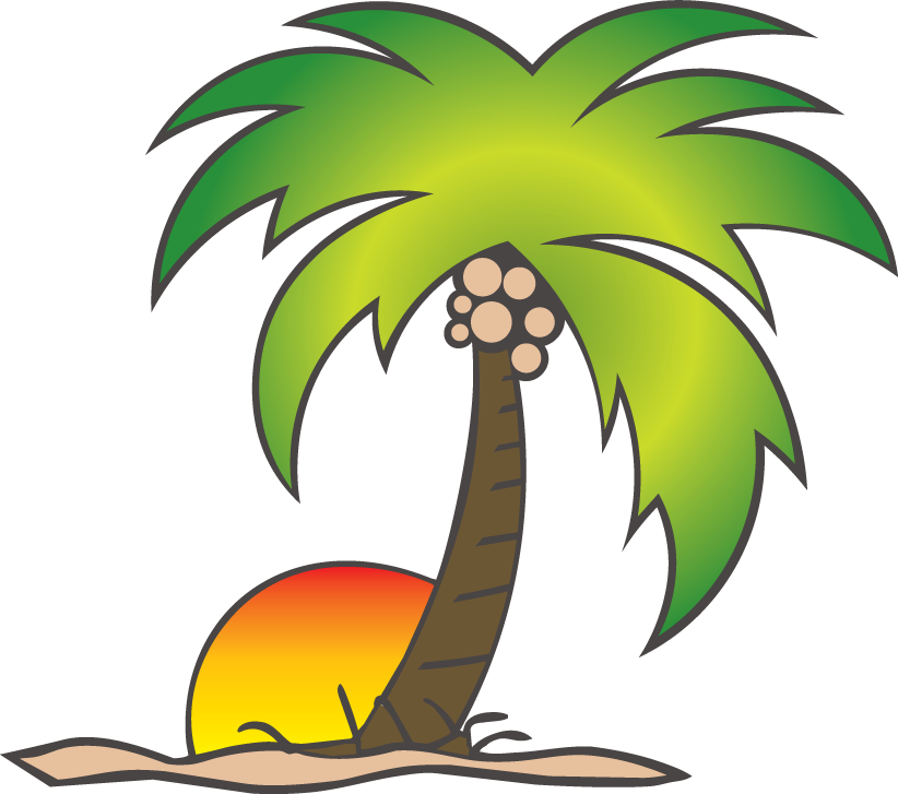 Cartoon Coconut Tree Png - Sun And Palm Tree Png (822x727), Png Download