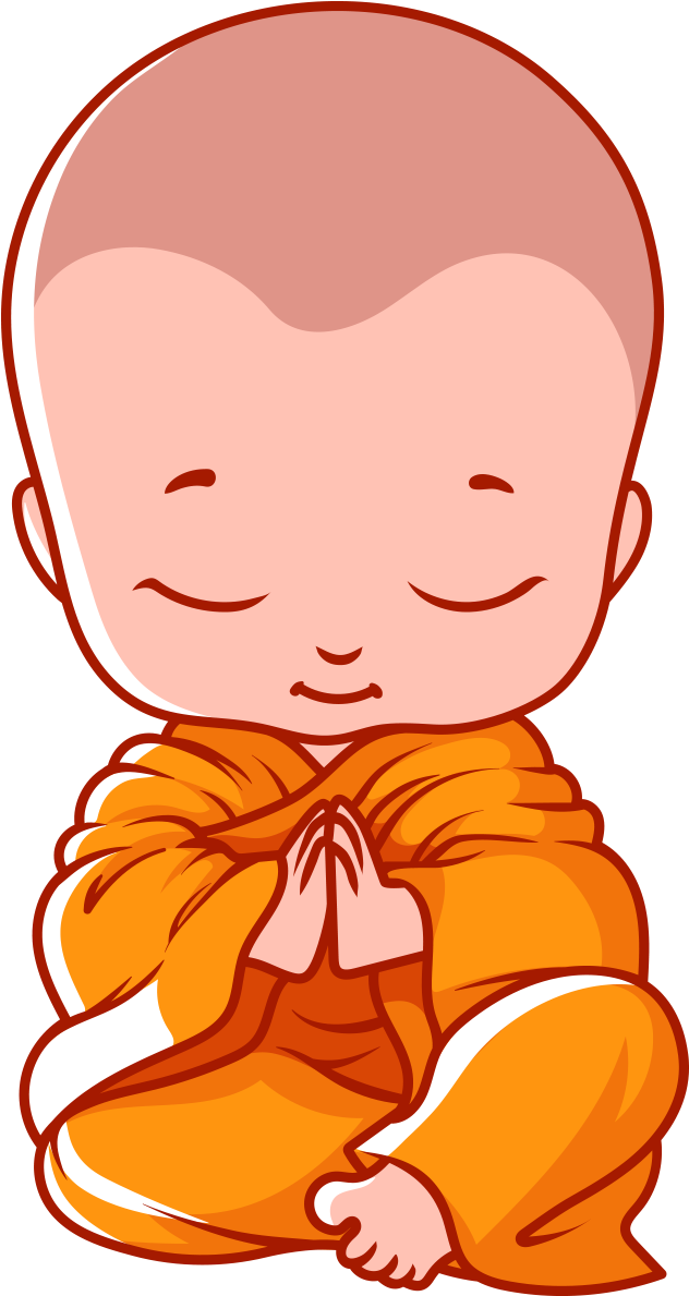 Picture Library Download Buddah Drawing Cute - Bhikkhu Cartoon (1100x1194), Png Download