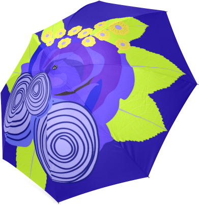 Indigo Watercolor Roses Floral Foldable Umbrella - Rose (500x500), Png Download