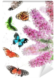 Watercolor Image Of Butterfly Bush Wall Mural • Pixers® - Watercolor Painting (400x400), Png Download