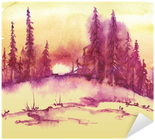 Watercolor Landscape, Picture - Blue (400x400), Png Download