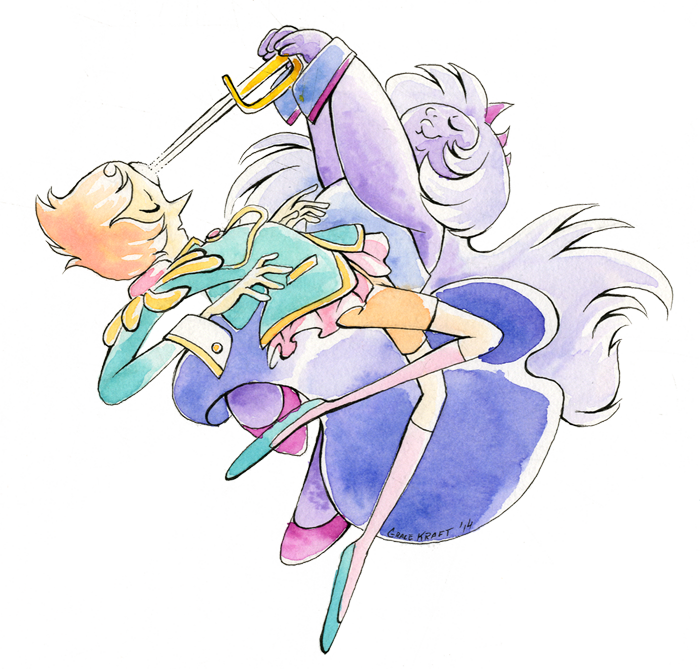 Watercolor Crossover Fan Art Revolutionary Girl Utena - Steven Universe Grafity Falls (700x669), Png Download